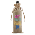 Mahjong Linen Wine Bag "Get Your Mahj On"