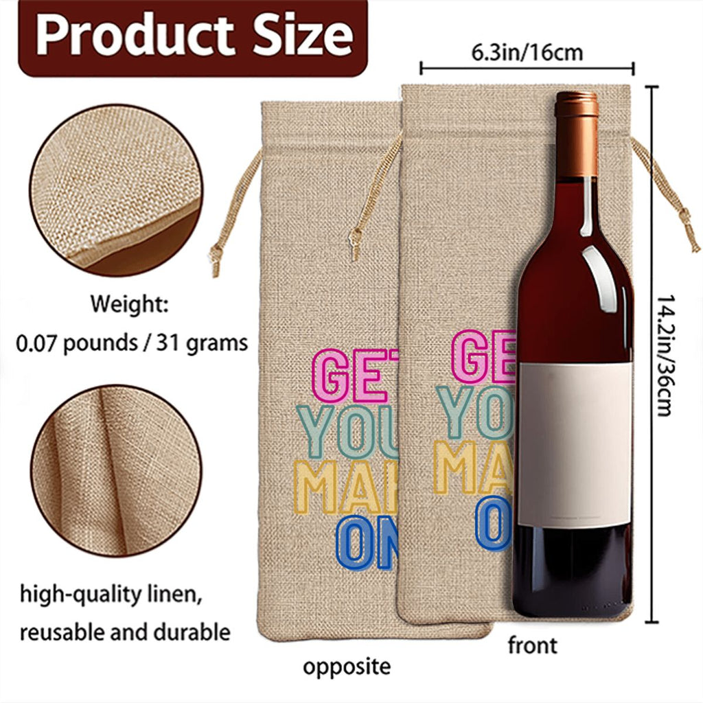 Mahjong Linen Wine Bag "Get Your Mahj On"
