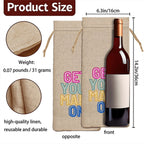Mahjong Linen Wine Bag "Get Your Mahj On"
