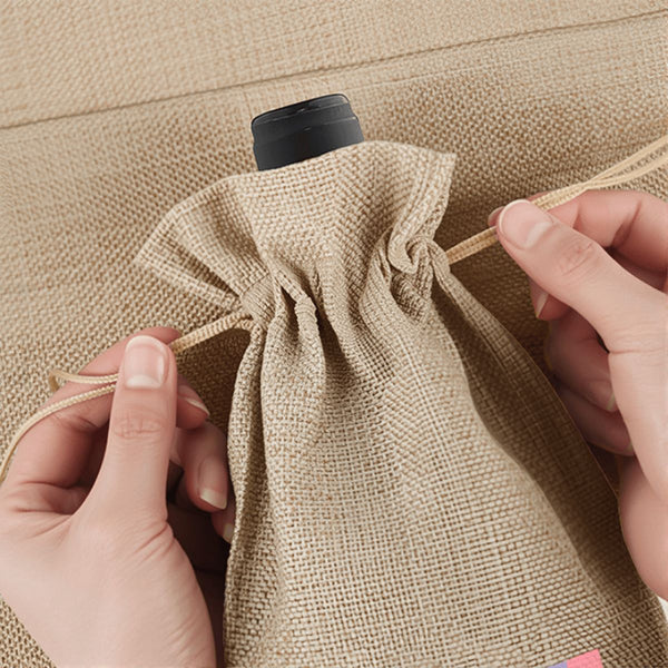 Mahjong Linen Wine Bag - Dot Bam Crack