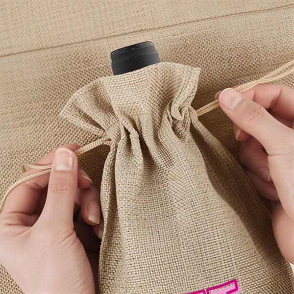 Mahjong Linen Wine Bag "Get Your Mahj On"