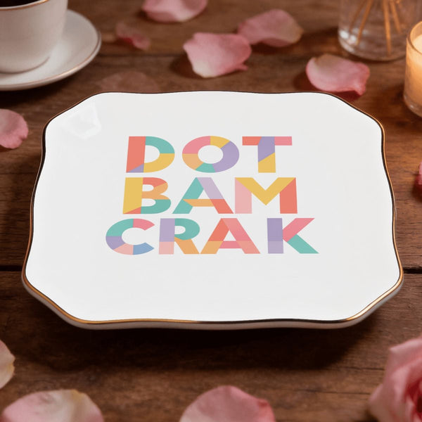 Scalloped Ceramic Mahjong Dice Tray - Dot Bam Crak